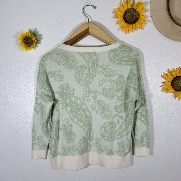 LOFT Paisley 3/4 Sleeved Knit Sweater Size Small Womens - Picture 6 of 9